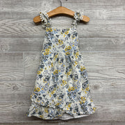 Flutter Strap Textured Tank Dress Flowers 4T