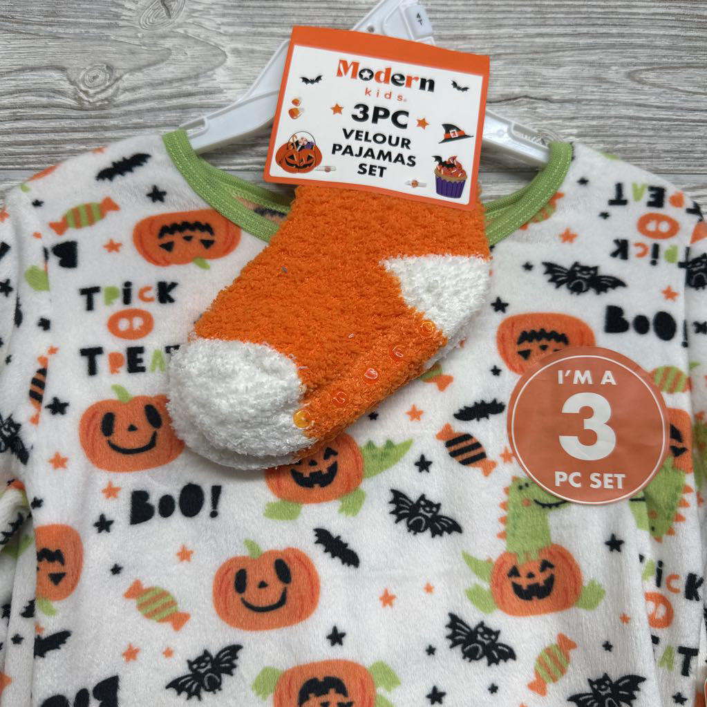 NEW 2 Pc Plush Pj Dinosaur & Pumpkins & Socks 4t