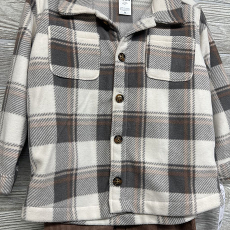 NEW Cord Pants & Plush Plaid Button Up Shirt 2t