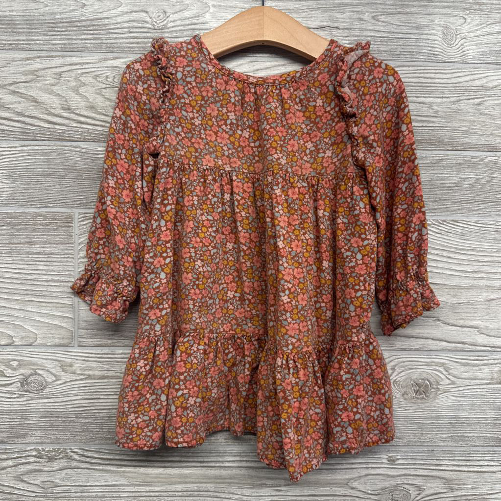 Tiered LS Dress Flowers 2t