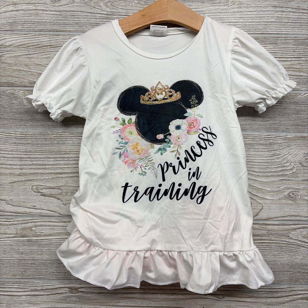 Puff Sleeve Shirt & Shorts Minnie Mouse Princess In Training Eyelet Trim 5-6