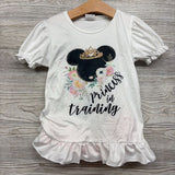 Puff Sleeve Shirt & Shorts Minnie Mouse Princess In Training Eyelet Trim 5-6