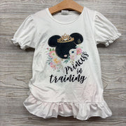 Puff Sleeve Shirt & Shorts Minnie Mouse Princess In Training Eyelet Trim 5-6