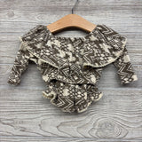 Bamboo LS Off Shoulder Shirt & Shorts Aztec Pom Trim 3-6M