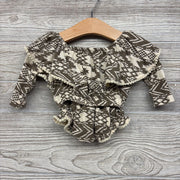 Bamboo LS Off Shoulder Shirt & Shorts Aztec Pom Trim 3-6M