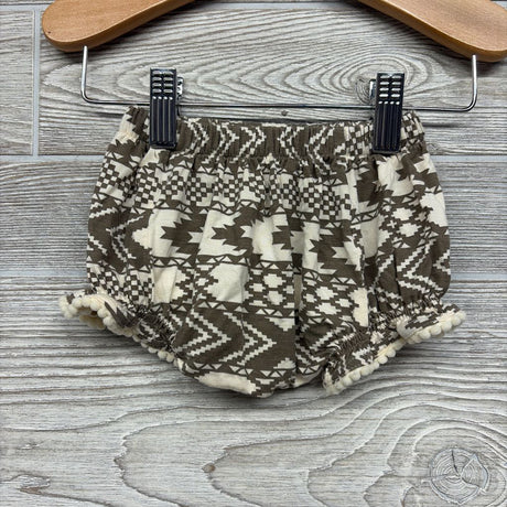 Bamboo LS Off Shoulder Shirt & Shorts Aztec Pom Trim 3-6M