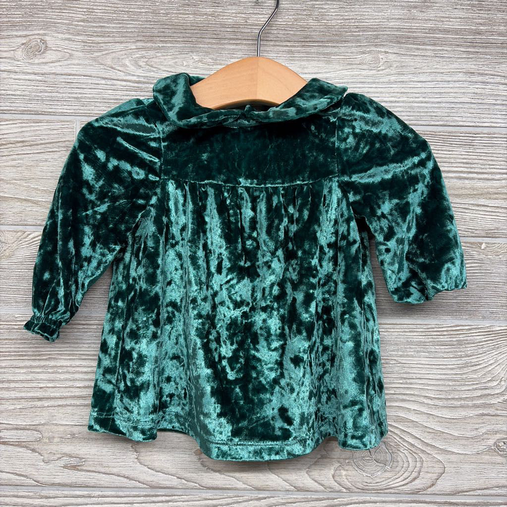LS Collared Crushed Velvet Dress & Bummies 3-6M