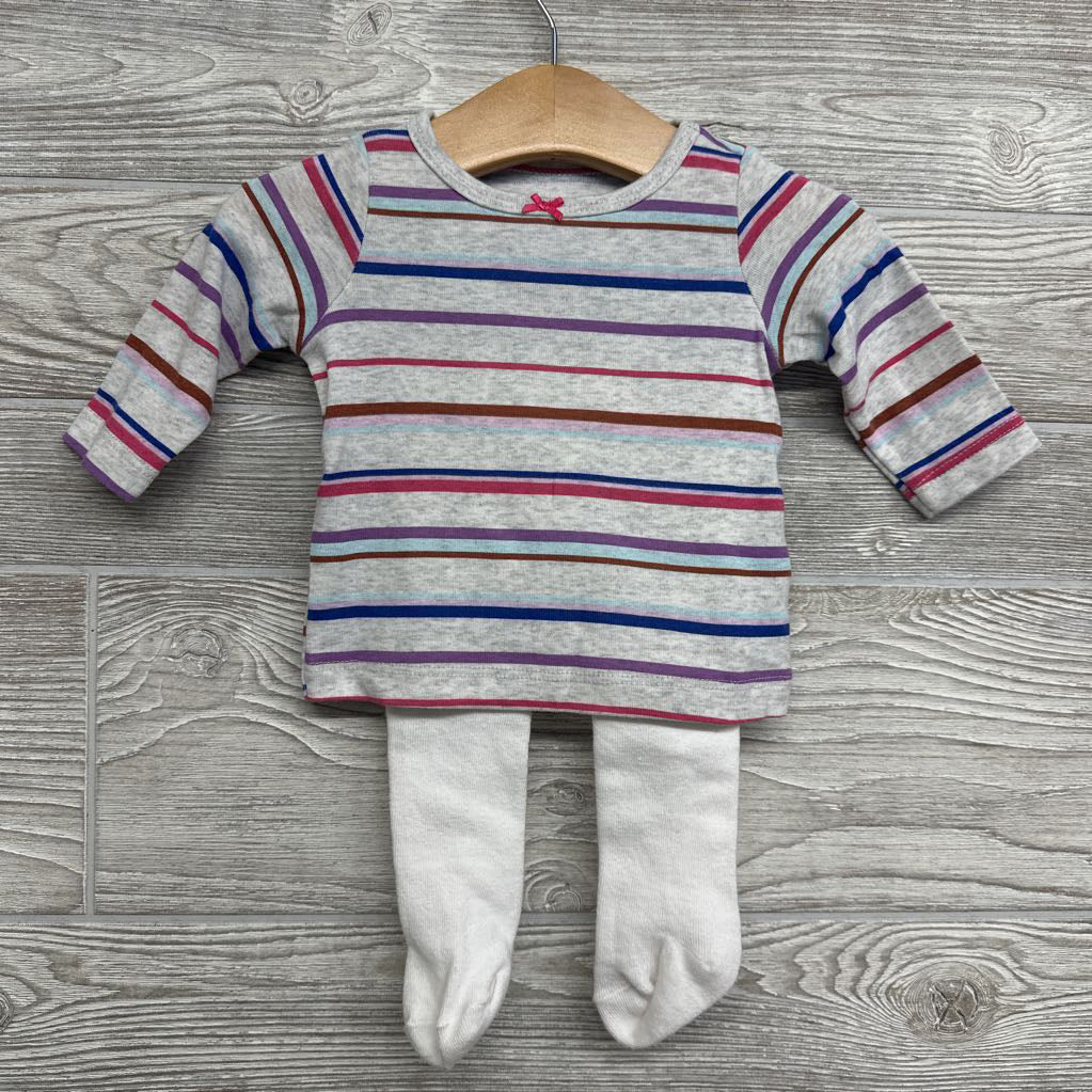 LS Shirt Stripes, Corduroy Jumper & Tights 3M