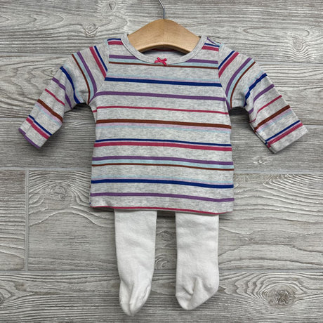 LS Shirt Stripes, Corduroy Jumper & Tights 3M