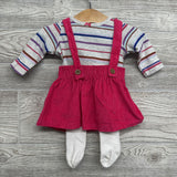 LS Shirt Stripes, Corduroy Jumper & Tights 3M