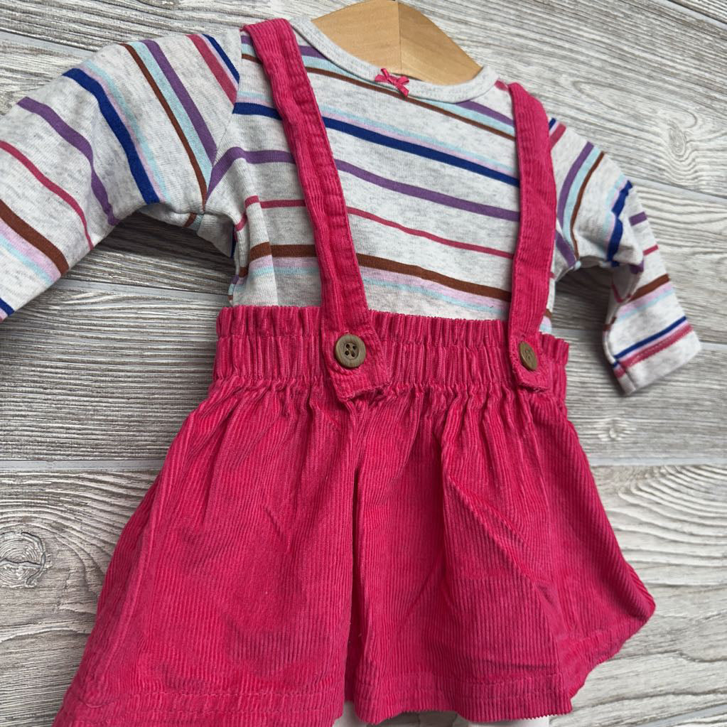 LS Shirt Stripes, Corduroy Jumper & Tights 3M