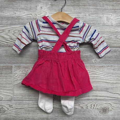 LS Shirt Stripes, Corduroy Jumper & Tights 3M