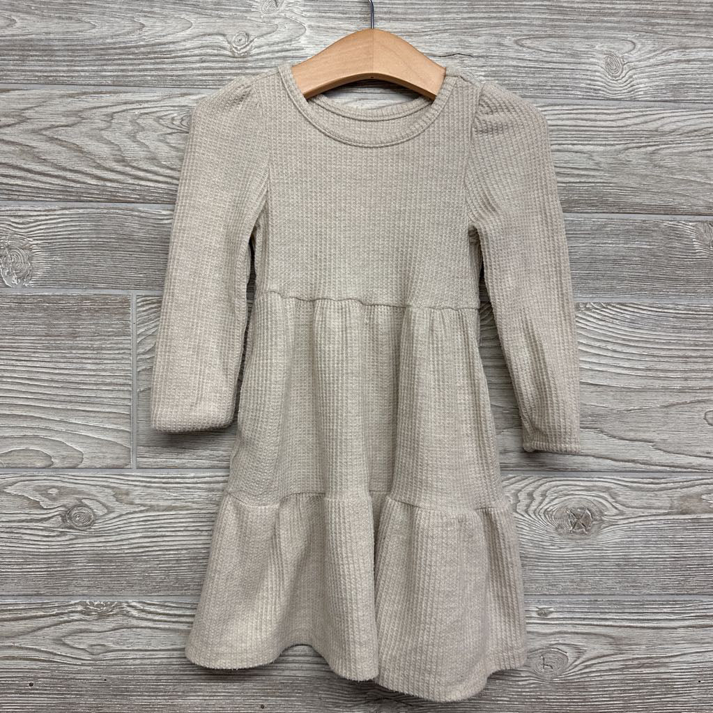 LS Waffle Knit Tiered Dress 2t