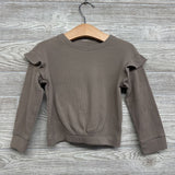 Ribbed Crew Ruffle Sleeve 2t
