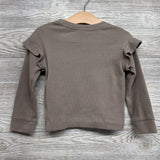 Ribbed Crew Ruffle Sleeve 2t