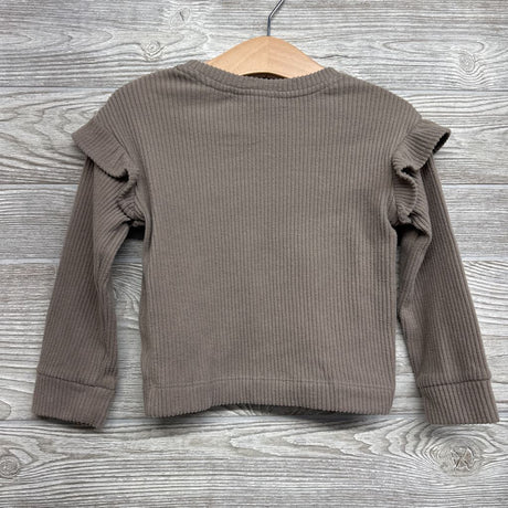 Ribbed Crew Ruffle Sleeve 2t