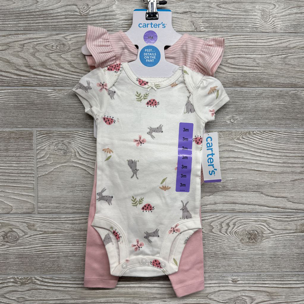 NEW Bodysuit Rabbits, Bugs, Flutter Sleeve Bodysuit & Pants 3M