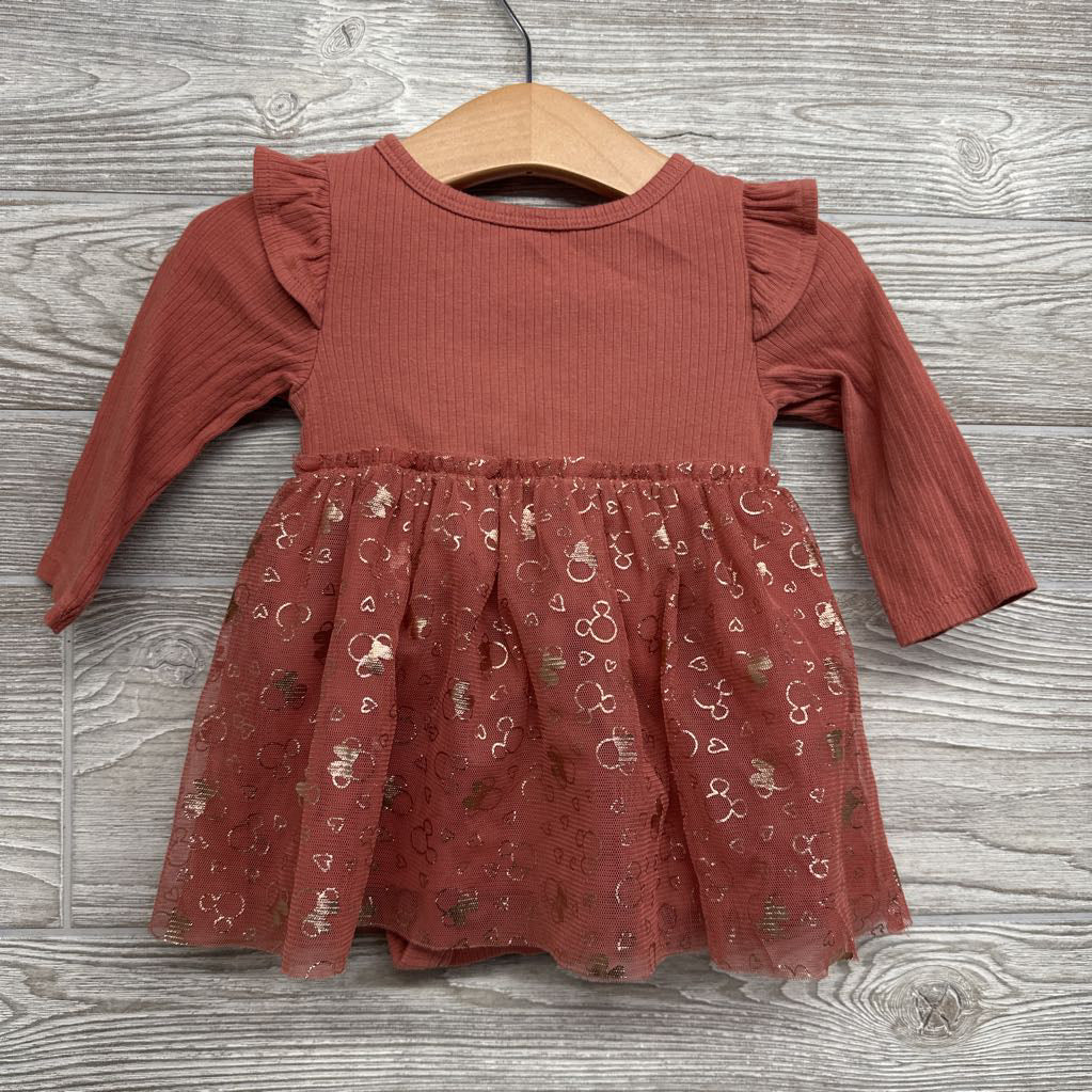 Ribbed LS Dress Minnie Mouse Tulle 6M