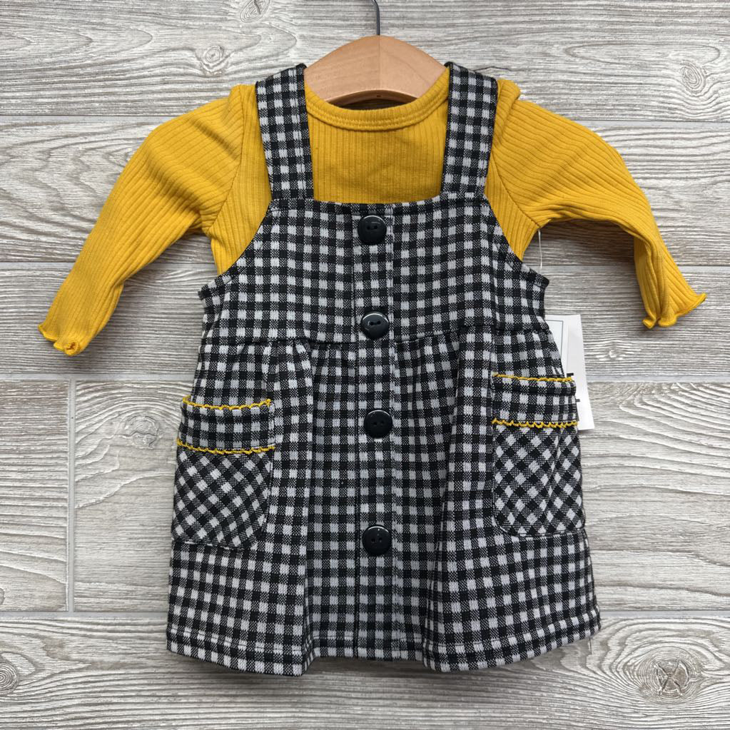 NEW Gingham Skirtall & Ribbed LS Shirt 6-9M