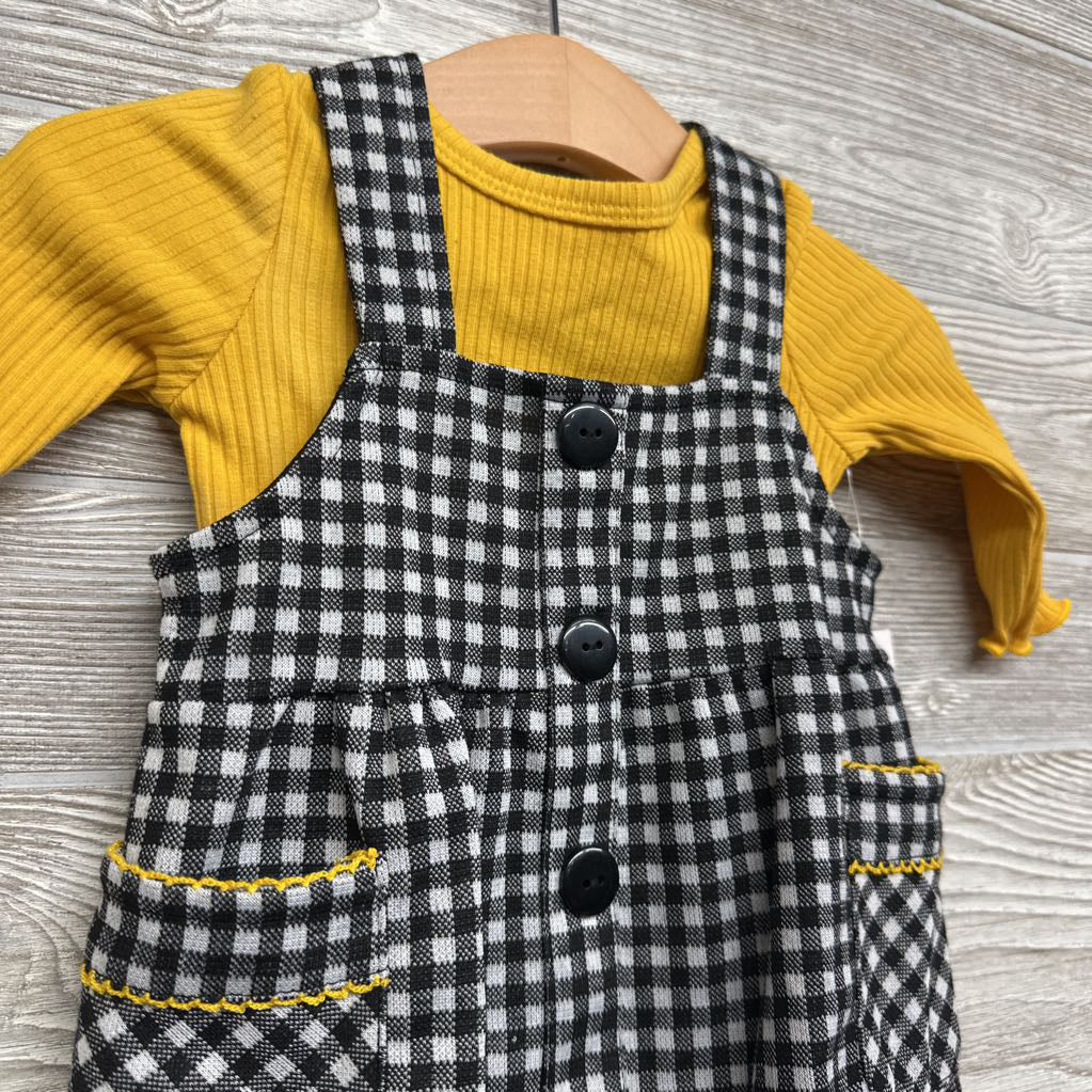 NEW Gingham Skirtall & Ribbed LS Shirt 6-9M