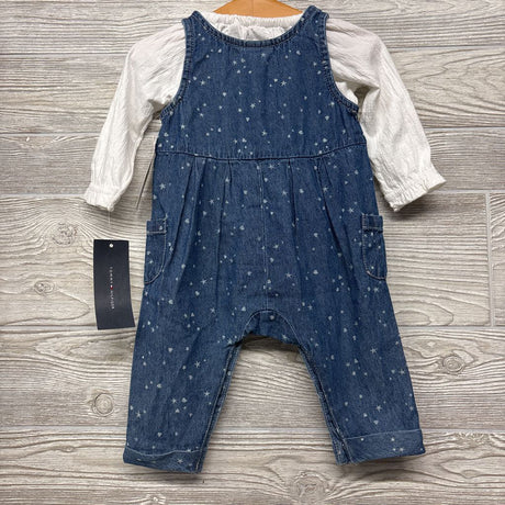 NEW Denim Overalls & Shirt Stars Hearts 3-6M