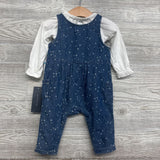 NEW Denim Overalls & Shirt Stars Hearts 6-9M