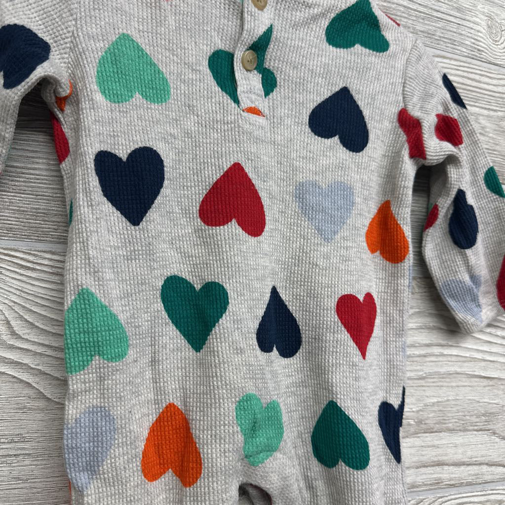 LS Waffle Knit Henley Outfit Hearts 3-6M