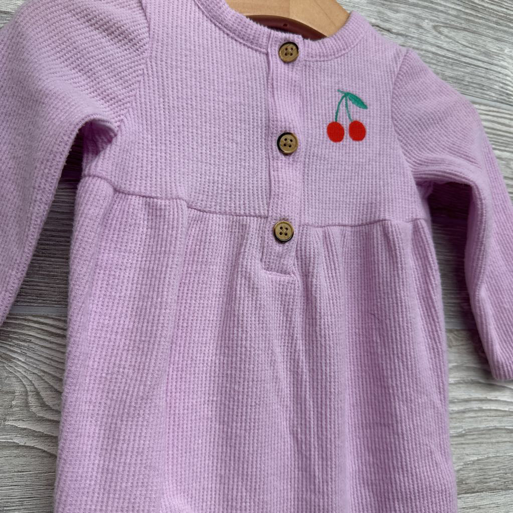 LS Waffle Knit Outfit Cherries 6-9M