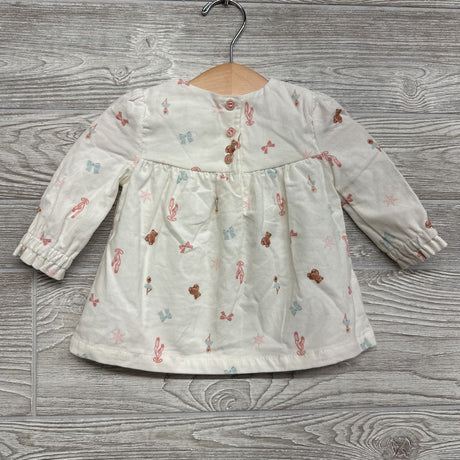 LS Cord Dress Ballerinas Bears 3-6M