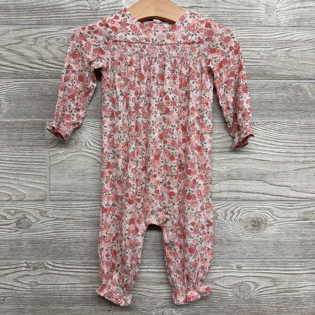 LS Smocked Bamboo Outfit Flowers 6-12M