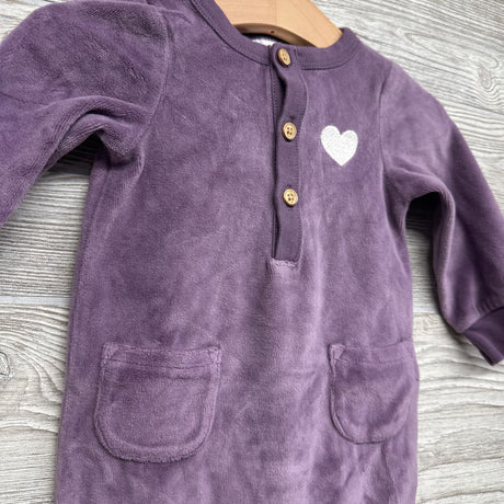 LS Velour Outfit Embroidered Heart 6-9M