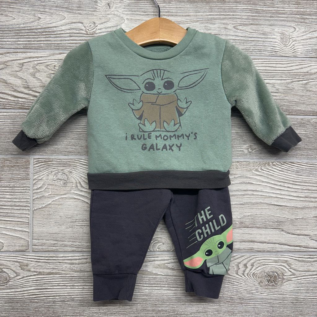 Crewneck I Rule Mommy's Galaxy & Jogger Sweatpants Baby Yoda 3-6M