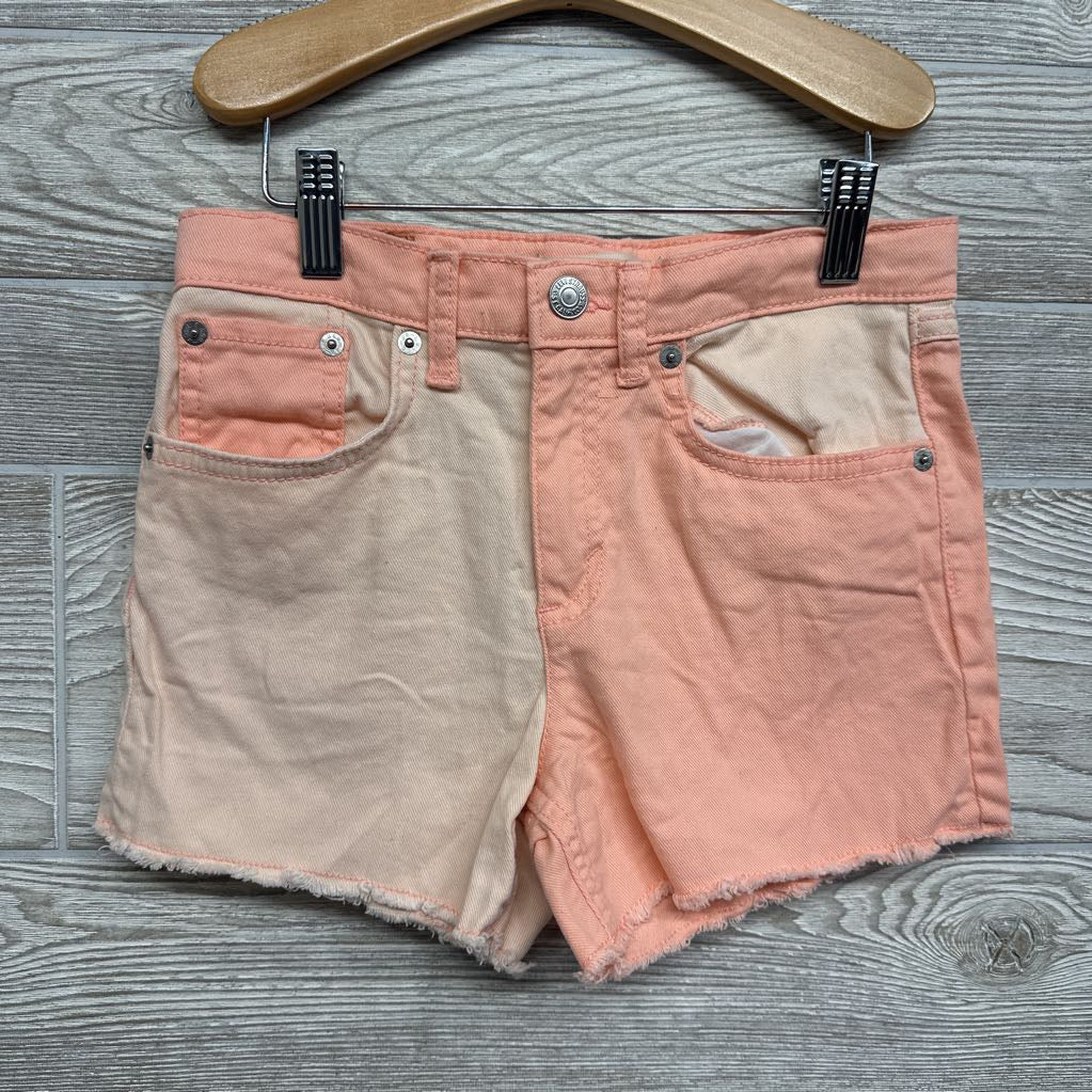 Two Tone High Rise Denim Shorts 12