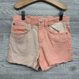 Two Tone High Rise Denim Shorts 12