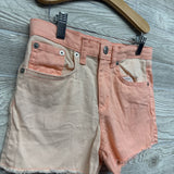Two Tone High Rise Denim Shorts 12