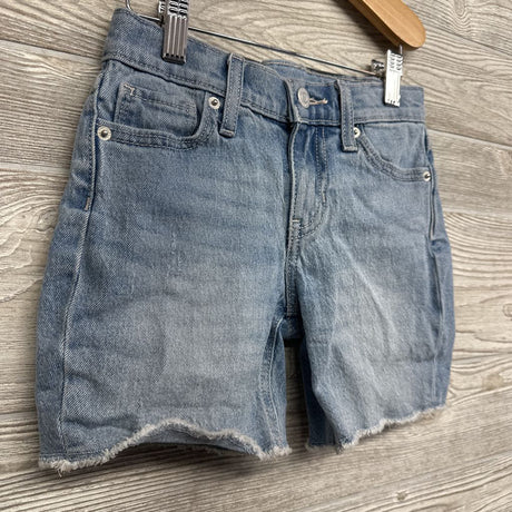 Denim High Rise Bermuda Shorts Frayed 7
