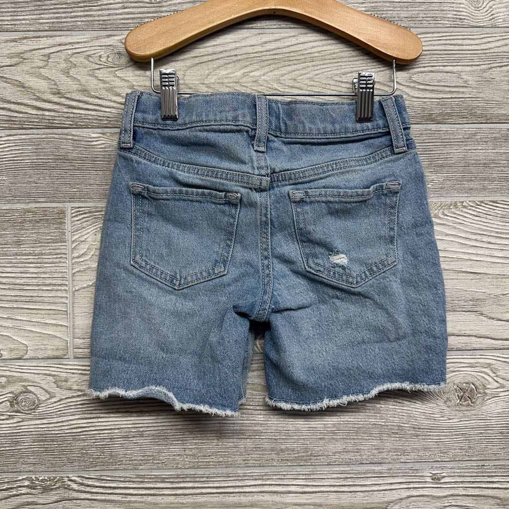 Denim High Rise Bermuda Shorts Frayed 7