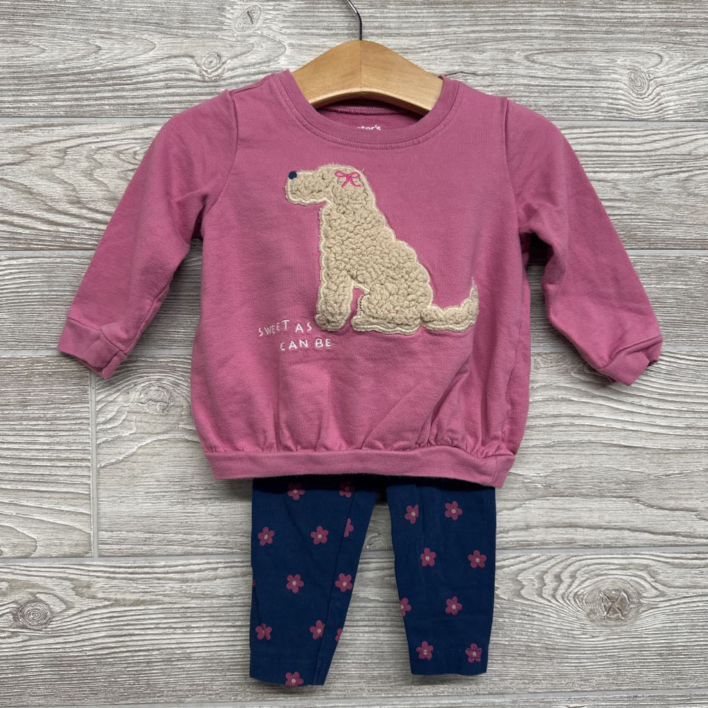 Crewneck Dog & Leggings Flowers 12M