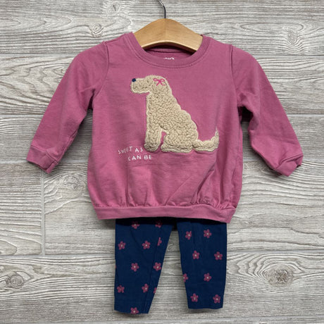 Crewneck Dog & Leggings Flowers 12M