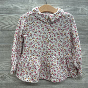 Gauze Peplum Button Up Shirt Flowers 4t