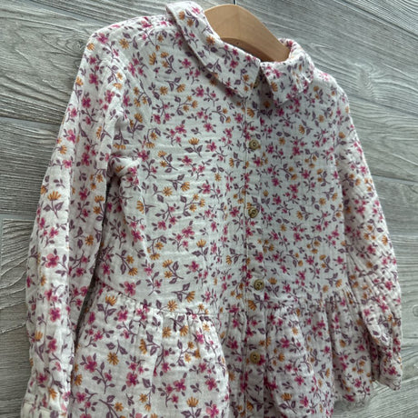 Gauze Peplum Button Up Shirt Flowers 4t