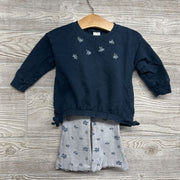 Crewneck Side Bows & Ribbed Flare Pants Flowers 12M