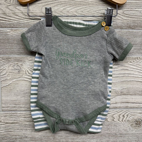 Ribbed Bodysuit Grandpa's Side Kick & Pants W/ Hat Stripes 0-3M