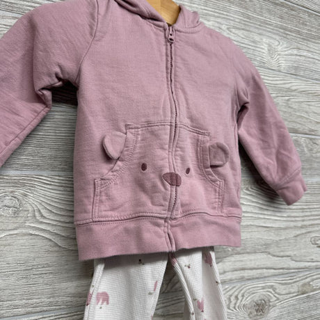 Full Zip Hoodie Bear Pocket, Waffle Knit Bodysuit & Pants Bears 12M