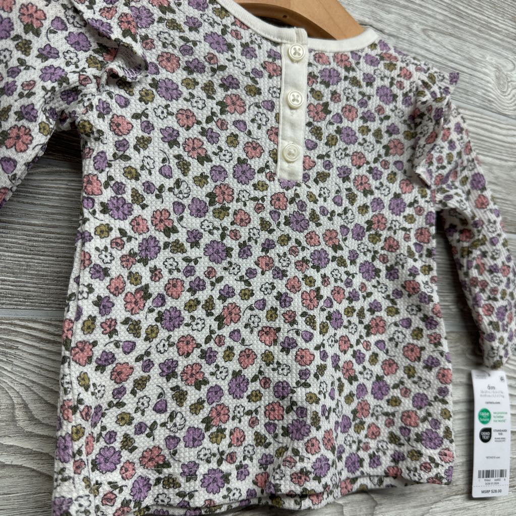 NEW Thermal Henley Shirt Flowers 6M