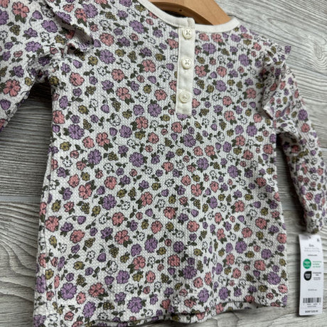 NEW Thermal Henley Shirt Flowers 6M