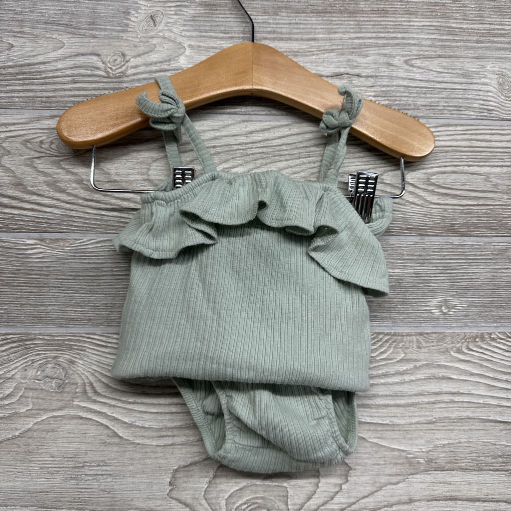 Ribbed Bow Strap Tank Bodysuit & Bummies 6-9M
