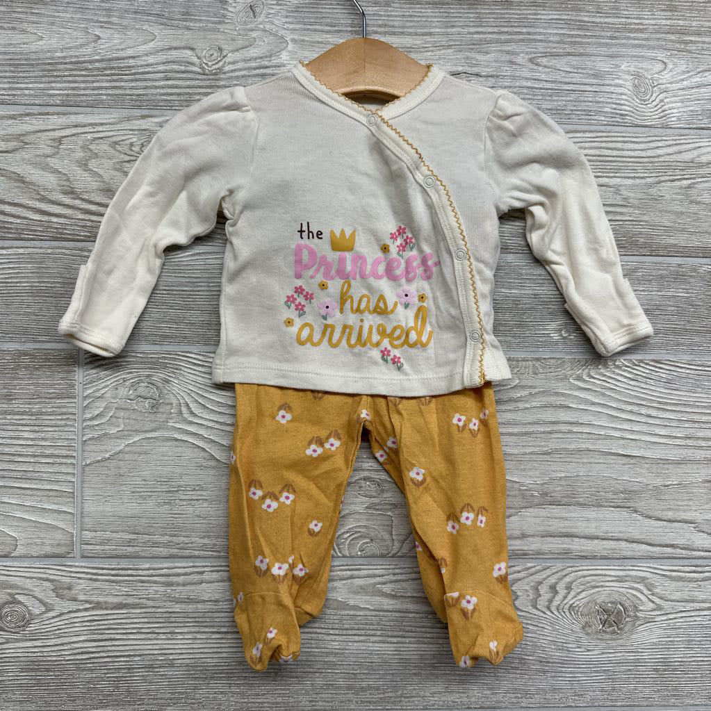 LS Side Snap Shirt & Footed Pants Flowers W/ Hat 0-3M