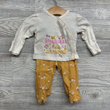 LS Side Snap Shirt & Footed Pants Flowers W/ Hat 0-3M