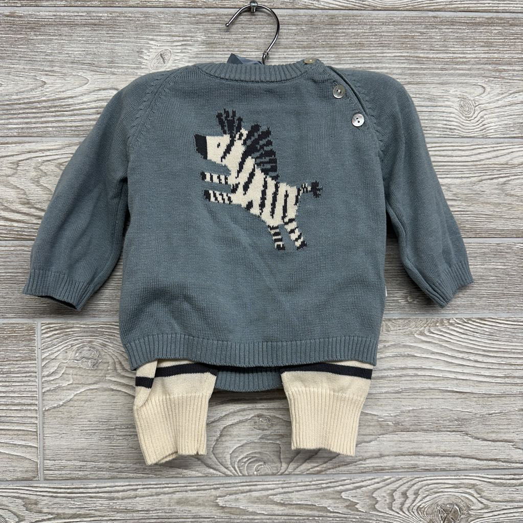 NEW Knit Zebra Sweater & Pants Stripes 12M *